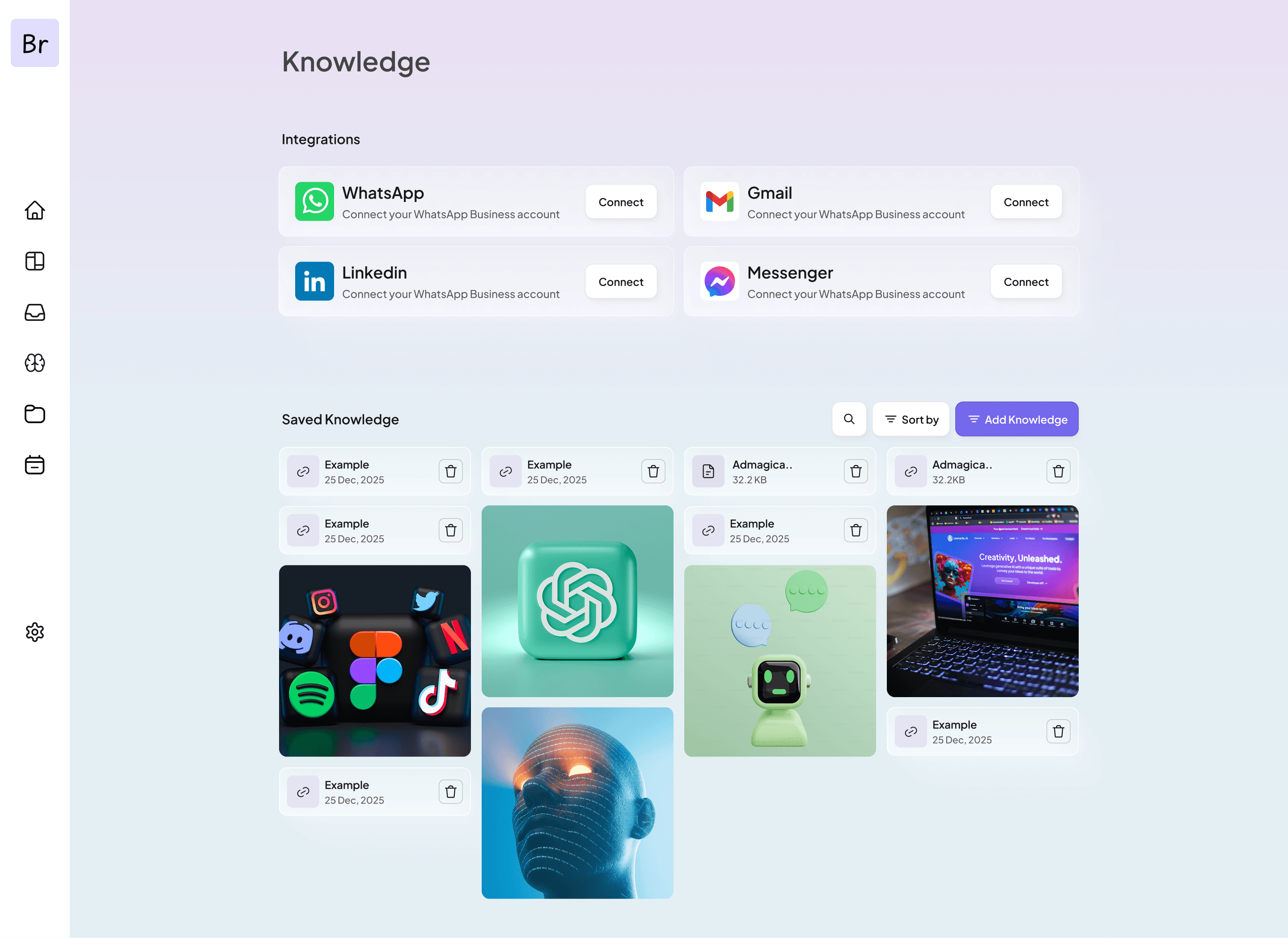 AdMagica Knowledge integrations dashboard