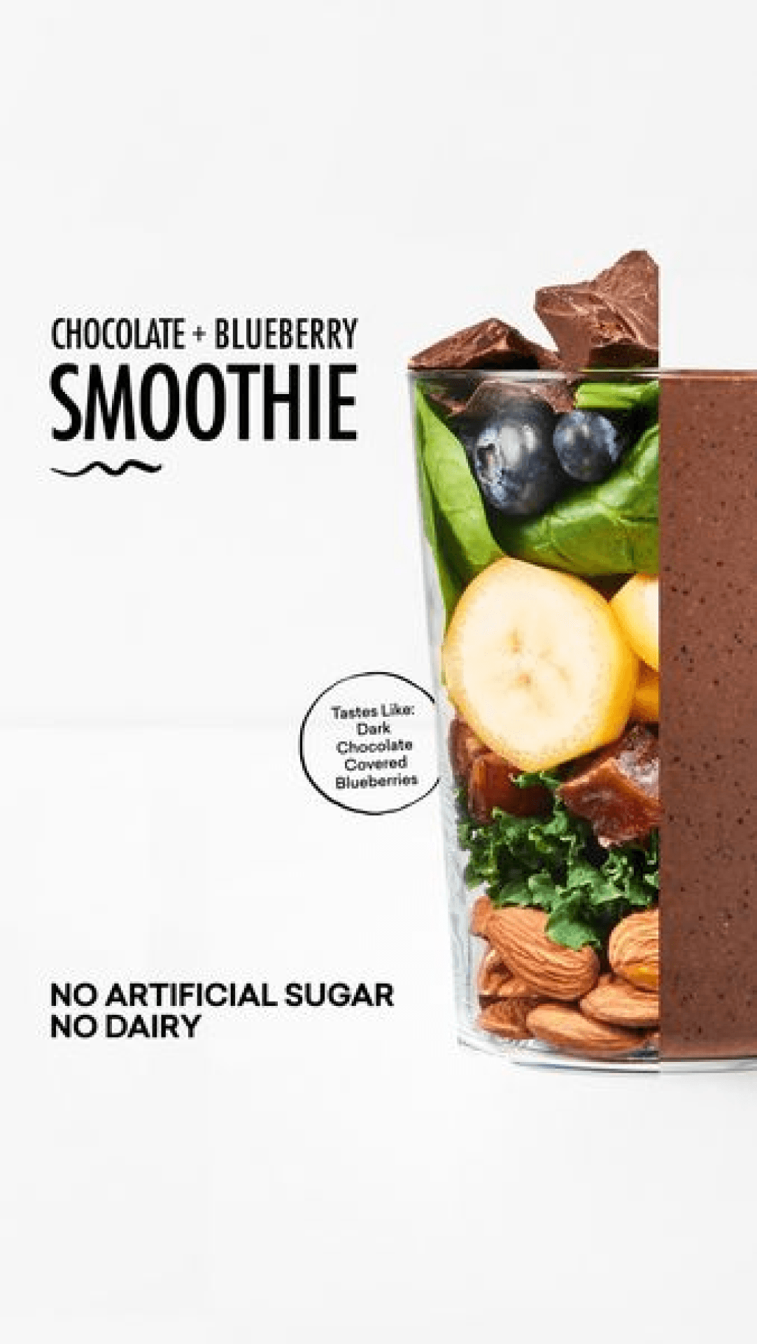 Chocolate blueberry smoothie campaign creative